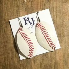 Load image into Gallery viewer, Baseball Remnant Earrings (Cut from Real Baseballs)
