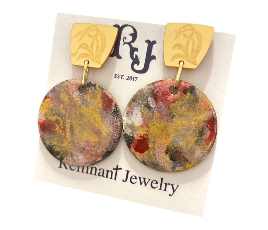 Graffiti Tailfeather Dangle Earrings