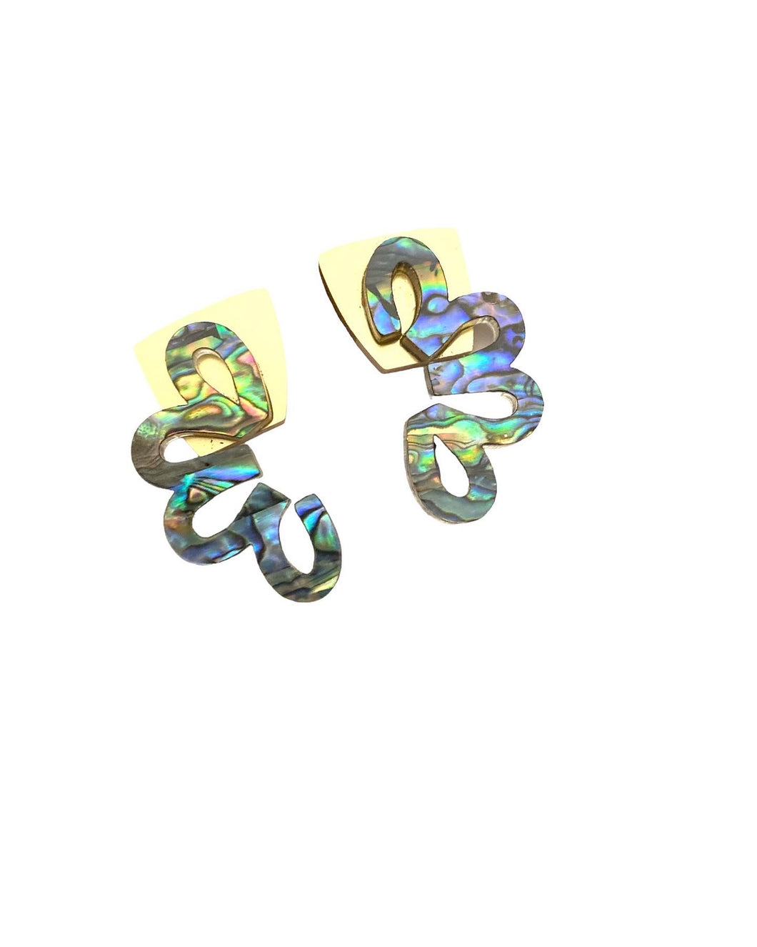 Abalone Hinge Gold Stud Earrings