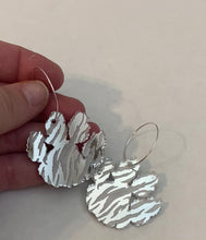 Load and play video in Gallery viewer, Silver Mirror Tiger Stripe Paw Earrings
