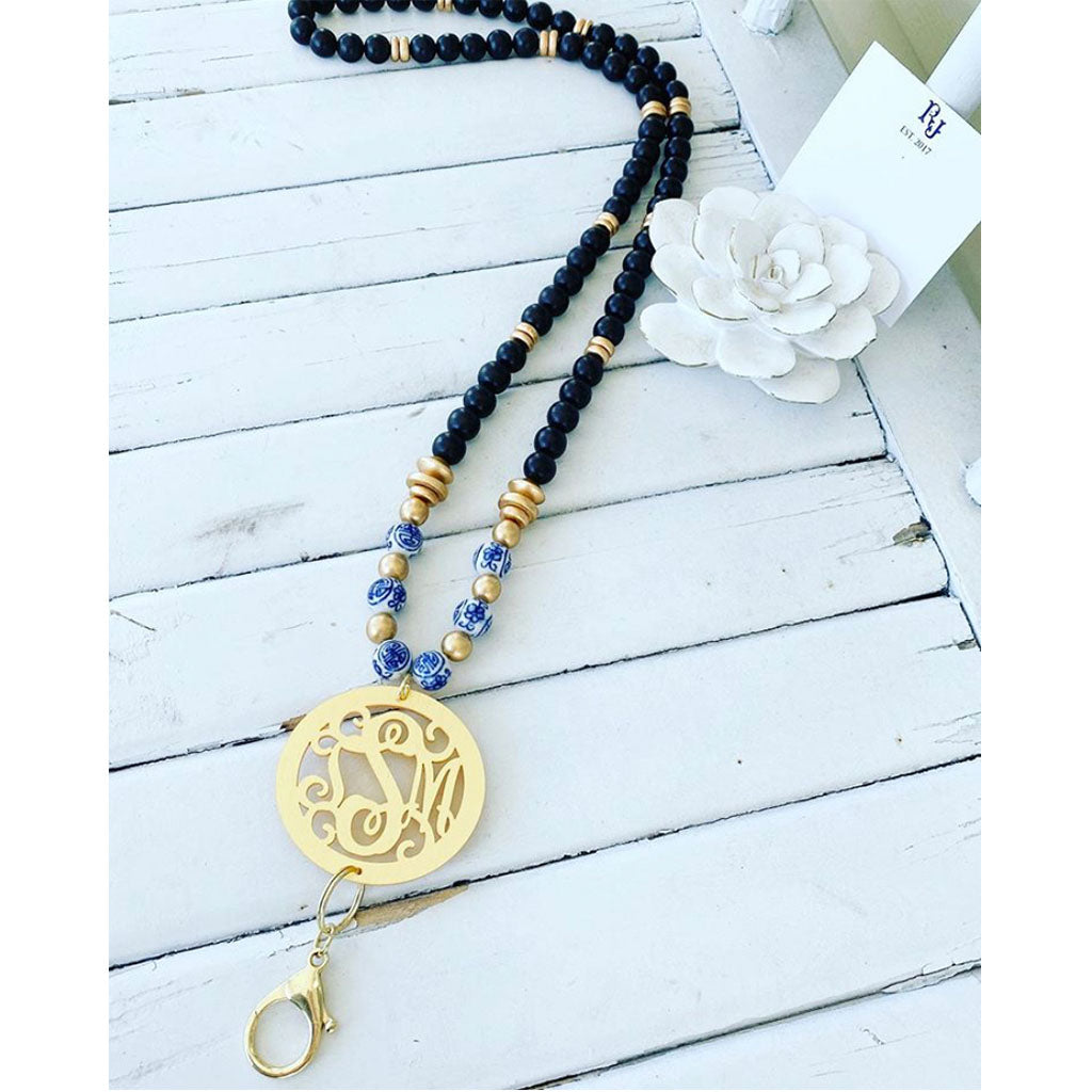 Black and Gold Chinoiserie Lanyard