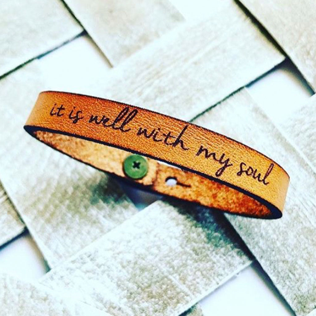 It Is Well with My Soul Leather Bracelet