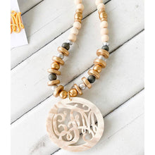 Load image into Gallery viewer, Neutral Monogram Necklace With Bone Pendant
