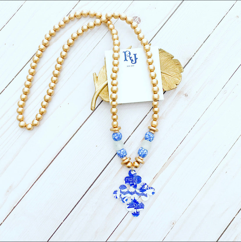 Chinoiserie Cross Necklace