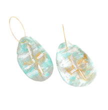 Load image into Gallery viewer, Smudge Cross Oyster Earrings
