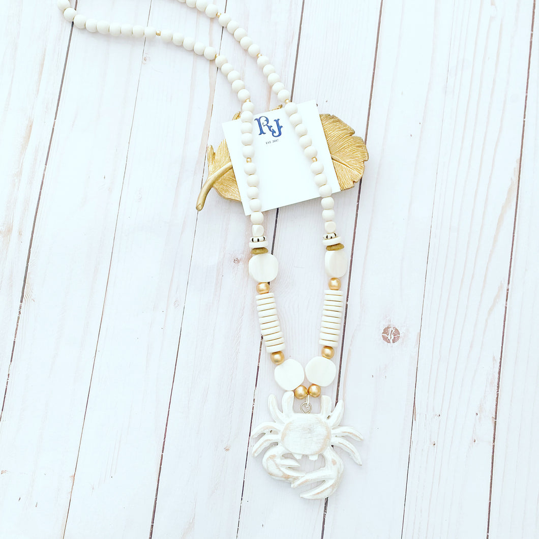 Neutral Driftwood Crab Necklace