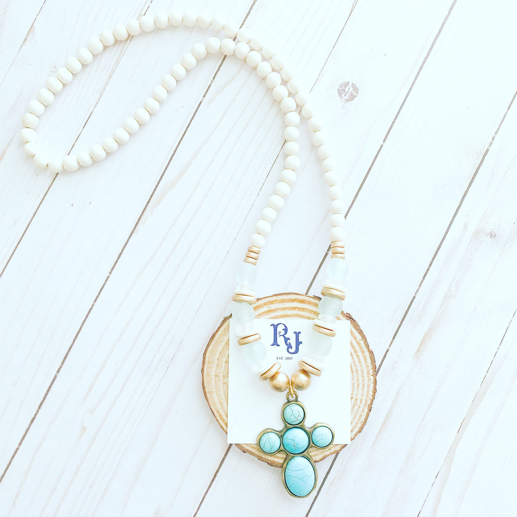 Turquoise Remnant Cross Necklace