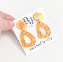 Load image into Gallery viewer, Geo Orange Mirror Tiger Stripe Earrings
