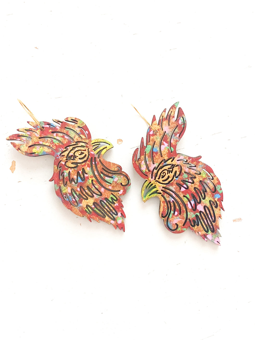 Gamecock Rooster Graffiti Earrings