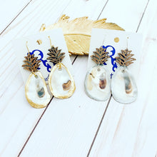 Load image into Gallery viewer, Oyster Pineapple Dangle Earrings
