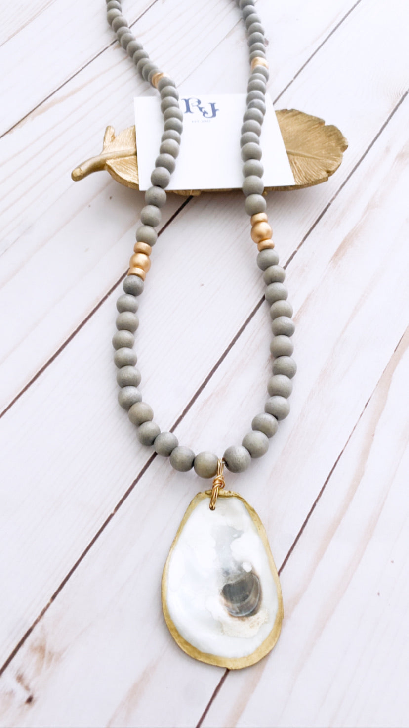 Grey Oyster Necklace