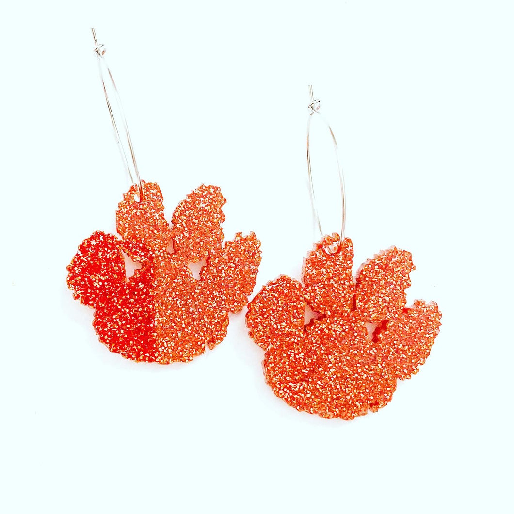 Orange Glitter Acrylic Paws