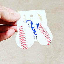 Load image into Gallery viewer, Baseball Remnant Earrings (Cut from Real Baseballs)
