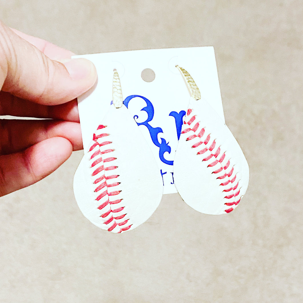 Baseball Remnant Earrings (Cut from Real Baseballs)