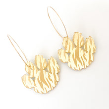 Load image into Gallery viewer, Gold Mirror Tiger Stripe Paw Earrings
