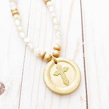 Load image into Gallery viewer, Gold Intaglio Cross Necklace
