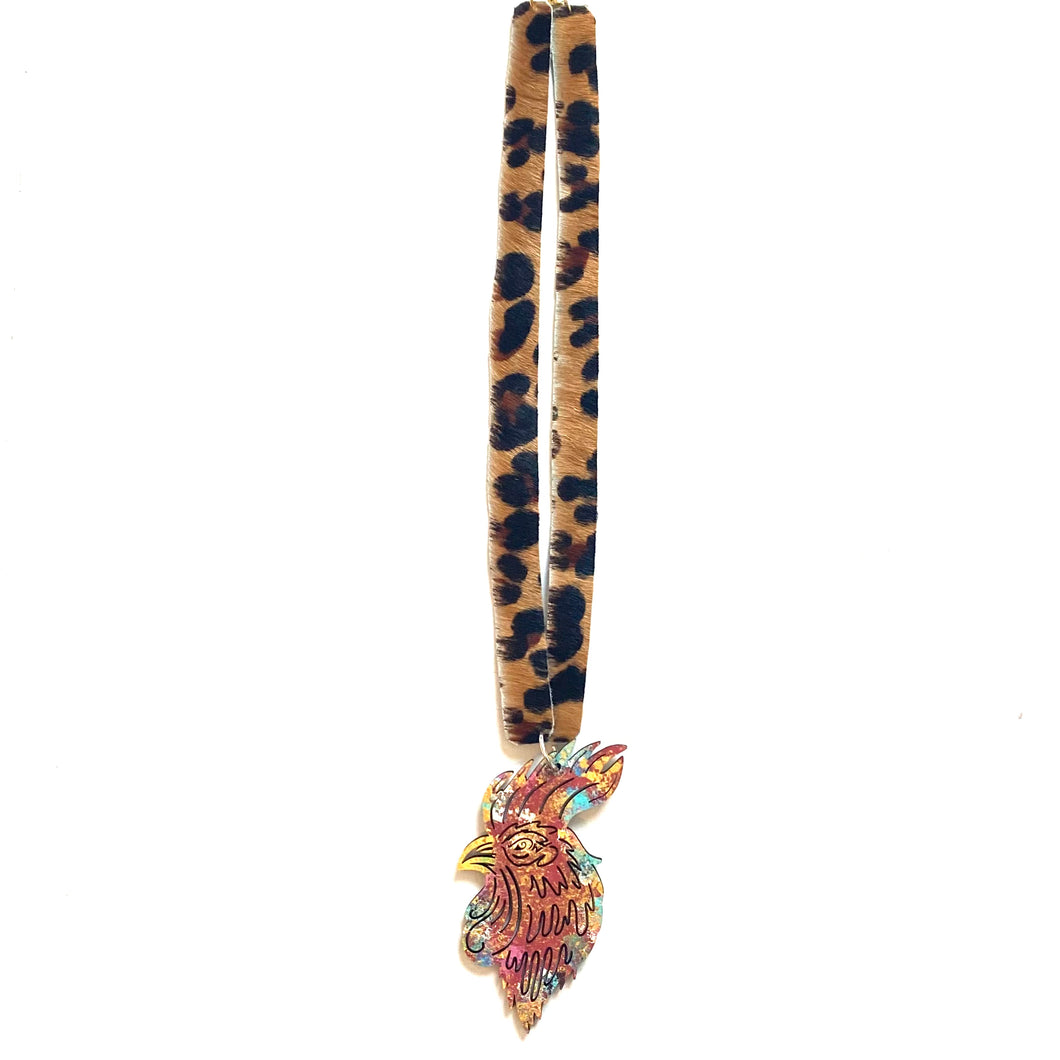 Graffiti Gamecock  Leopard Strap Necklace