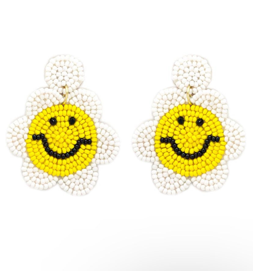 Smiley Face Seed Bead Earrings